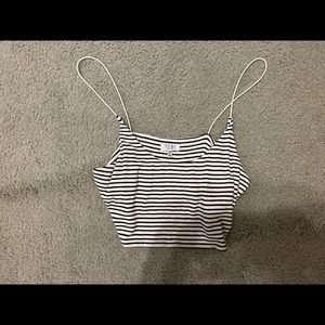 Black and white striped cropped tank